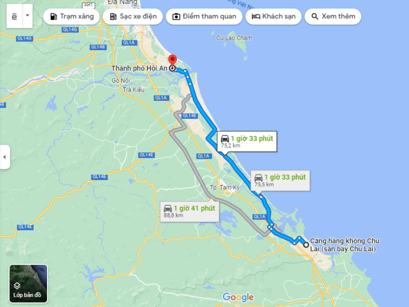 Sân bay Chu Lai cách Hội An bao xa? 
